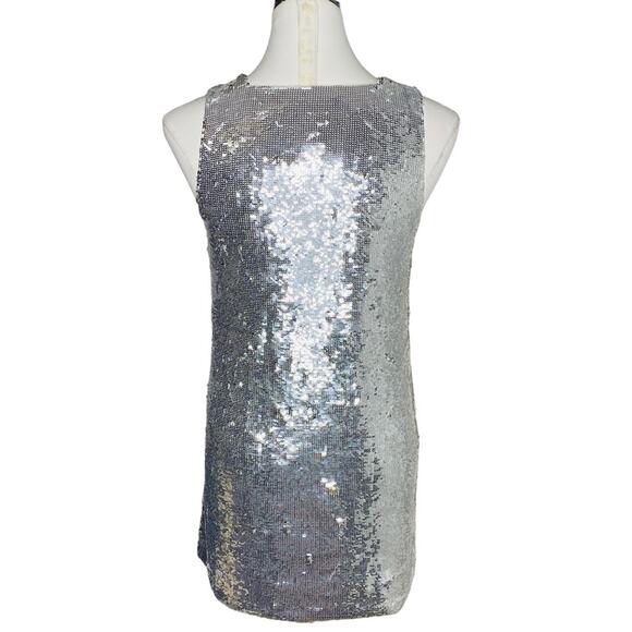 Alice and Olivia Silver Sequin Mini Dress size Small - Picture 3 of 9